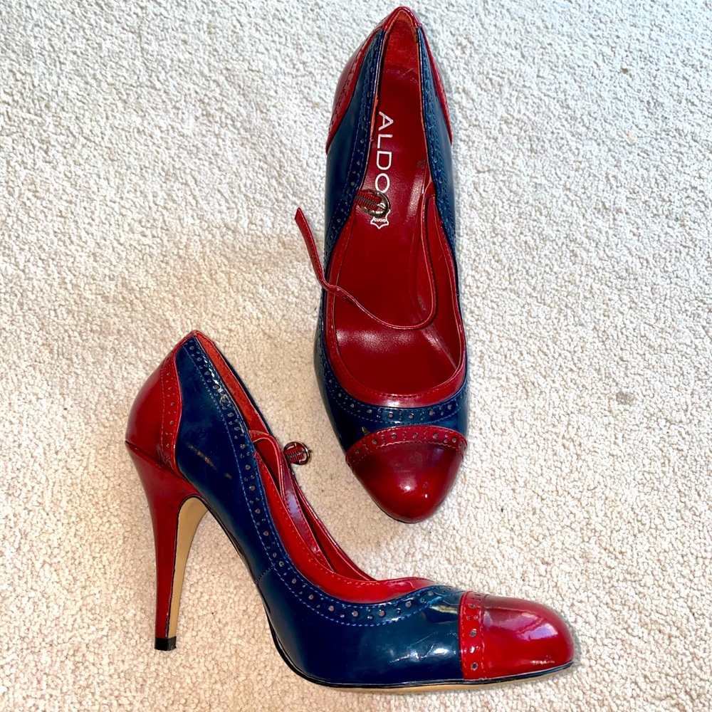Vintage Style Red and Blue Aldo Pumps